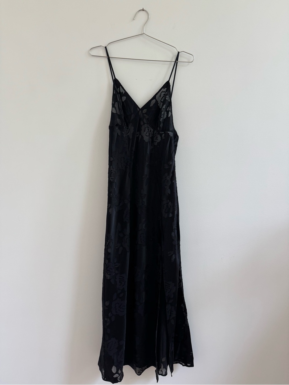 Victoria's Secret Black Floral Satin Slip Dress
